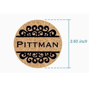 Custom Family Name Laser Engraved Cork Coaster Set Personalized Gift Home Decor